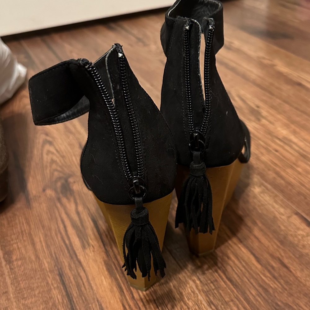 Wet Seal 8.5 Black Suede Women's Wedge Sandals - Picture 5 of 7